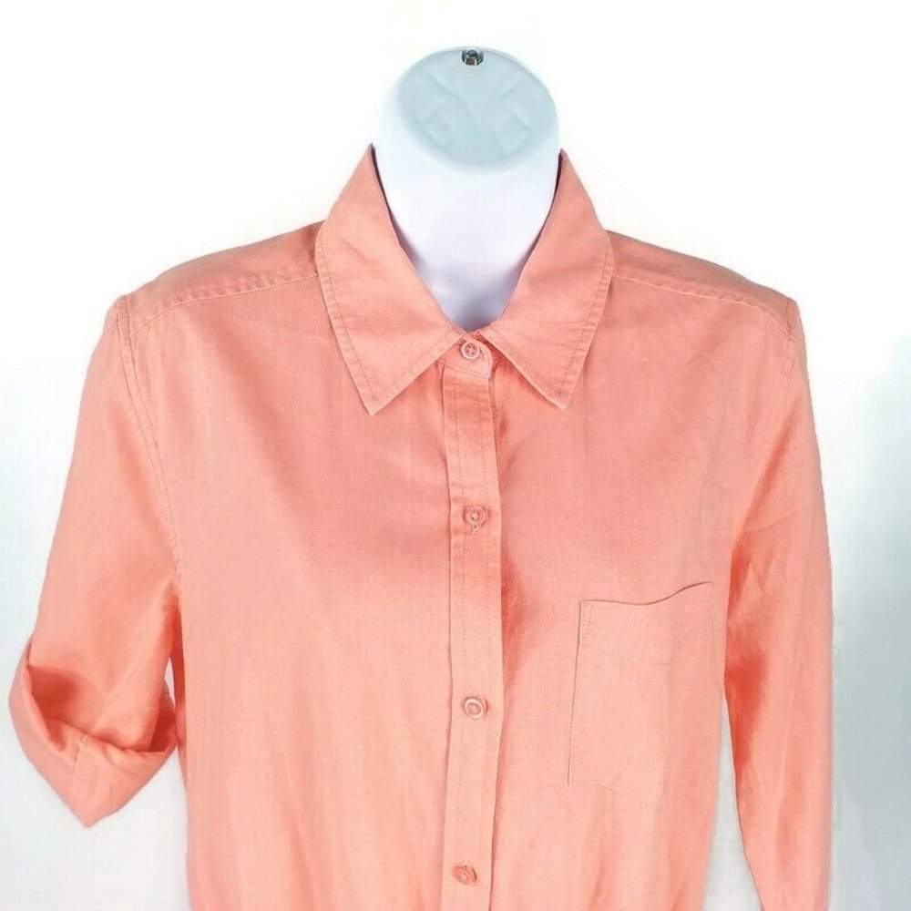 Vintage Victoria’s Secret Orange Flax Blend Romper Womens 8 Button Front - Picture 3 of 13